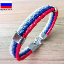 Load image into Gallery viewer, Ornament Woven Flag Flag Color Leather Bracelet Pu Imitation  Bracelet World Cup Country Bracelet
