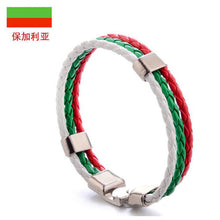 Load image into Gallery viewer, Ornament Woven Flag Flag Color Leather Bracelet Pu Imitation  Bracelet World Cup Country Bracelet
