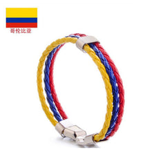 Load image into Gallery viewer, Ornament Woven Flag Flag Color Leather Bracelet Pu Imitation  Bracelet World Cup Country Bracelet
