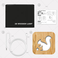 Load image into Gallery viewer, Squirrel-Shaped Wooden Lamp 3D Small Night Lamp Hollow Crafts Ornaments
