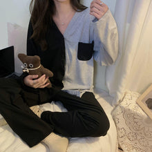 Load image into Gallery viewer, Pajamas Women's Autumn Simple Casual Cardigan Net Red Girl Long-sleeved Trousers Outer Wear Home Service Suit
