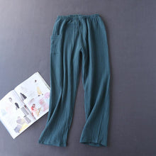 Load image into Gallery viewer, New Japanese Style Spring and Autumn Ladies Cotton Crepe Cloth Long-sleeved Trousers Pajamas Cactus Comfortable Home Service
