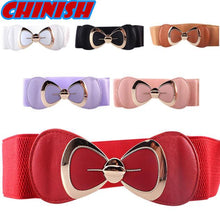 Load image into Gallery viewer, Chinish Women Fashion Bowknot Buckle Waistband Wide Elastic Stretch Waist Belt
