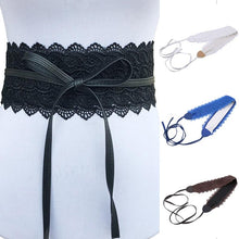 Load image into Gallery viewer, Ladies Wedding Dress Hollow Lace Tie Bow Wide Belt
