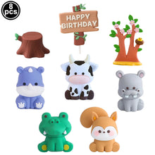 Load image into Gallery viewer, 8pcs Jungle Animal Cake Toppers Lion Giraffe Monkey Elephant Tiger Cake Decor Baby Shower Kids Safari  Birthday Party Decoration
