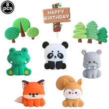 Load image into Gallery viewer, 8pcs Jungle Animal Cake Toppers Lion Giraffe Monkey Elephant Tiger Cake Decor Baby Shower Kids Safari  Birthday Party Decoration
