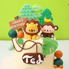 Load image into Gallery viewer, 8pcs Jungle Animal Cake Toppers Lion Giraffe Monkey Elephant Tiger Cake Decor Baby Shower Kids Safari  Birthday Party Decoration

