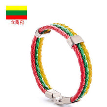 Load image into Gallery viewer, Ornament Woven Flag Flag Color Leather Bracelet Pu Imitation  Bracelet World Cup Country Bracelet
