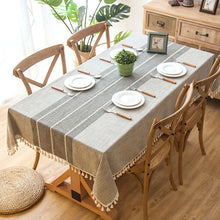 Load image into Gallery viewer, Jacquard Imitation Cotton and Linen Embroidery Tassel Tablecloth Lace Geometry Rectangle Table Cloth
