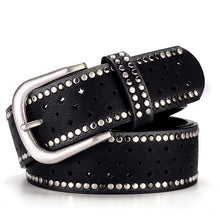 Load image into Gallery viewer, Nail Inlaid Alloy Pin Buckle Pink Belt Fashion Casual with Jeans
