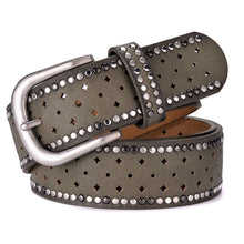 Load image into Gallery viewer, Nail Inlaid Alloy Pin Buckle Pink Belt Fashion Casual with Jeans
