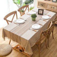 Load image into Gallery viewer, Jacquard Imitation Cotton and Linen Embroidery Tassel Tablecloth Lace Geometry Rectangle Table Cloth
