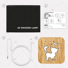 Load image into Gallery viewer, Cute Kitten 3D Lamp Creative Wooden Table Lamp USB Light
