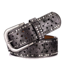 Load image into Gallery viewer, Nail Inlaid Alloy Pin Buckle Pink Belt Fashion Casual with Jeans
