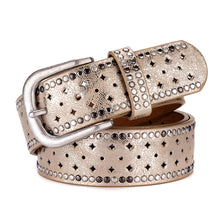 Load image into Gallery viewer, Nail Inlaid Alloy Pin Buckle Pink Belt Fashion Casual with Jeans
