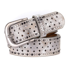 Load image into Gallery viewer, Nail Inlaid Alloy Pin Buckle Pink Belt Fashion Casual with Jeans
