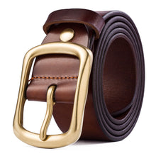 Load image into Gallery viewer, Youth Pin Buckle Casual Pure Copper First Layer Pants Belt Men's Leather Belt
