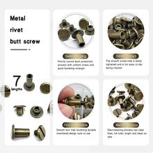 Load image into Gallery viewer, 90Sets Chicago Screws Kit, 6 Sizes of Round Flat Head Leather Rivets Metal Screw Studs for DIY Leather Craft and Bookbinding
