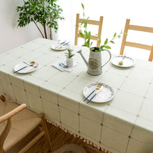Load image into Gallery viewer, Tassel Cotton Linen Solid Color Square Plaid Dustproof Tablecloth Rectangular Tablecloth
