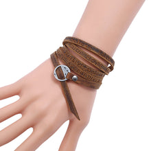 Load image into Gallery viewer, Five-Circle Pressed Words Cattle Leather Bracelet Retro Simple Multi-Circle Men's Leather Bracelet Popular Ornament
