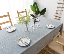 Load image into Gallery viewer, Tassel Embroidered Cotton Linen Tablecloth Cloth Rectangular Table Cloth
