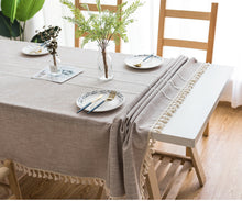 Load image into Gallery viewer, Tassel Embroidered Cotton Linen Tablecloth Cloth Rectangular Table Cloth
