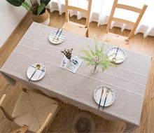 Load image into Gallery viewer, Tassel Embroidered Cotton Linen Tablecloth Cloth Rectangular Table Cloth
