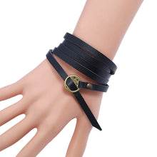 Load image into Gallery viewer, Five-Circle Pressed Words Cattle Leather Bracelet Retro Simple Multi-Circle Men's Leather Bracelet Popular Ornament
