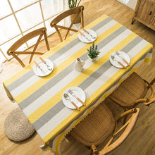 Load image into Gallery viewer, Jacquard Imitation Cotton and Linen Embroidery Tassel Tablecloth Lace Geometry Rectangle Table Cloth

