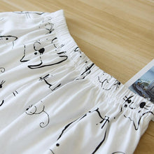 Load image into Gallery viewer, Pencil Cat! Summer New Ladies Pajamas Two-piece Large Size Short-sleeved Shorts Thin 100%Cotton Comic Cartoon Loose Home Service
