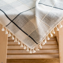 Load image into Gallery viewer, HG-023-Plaid Tablecloth Black Gray Cotton Linen Dining Table Tablecloth
