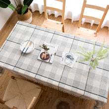 Load image into Gallery viewer, HG-023-Plaid Tablecloth Black Gray Cotton Linen Dining Table Tablecloth
