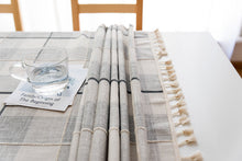 Load image into Gallery viewer, HG-023-Plaid Tablecloth Black Gray Cotton Linen Dining Table Tablecloth
