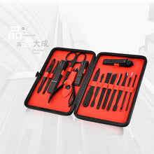 Load image into Gallery viewer, Nail Scissor Set Black 15 Pcs Set Nail Clippers Set Manicure Manicure Tools
