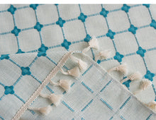 Load image into Gallery viewer, Embroidered Plaid Tassel Tablecloth Cotton Linen Linen for Rectangular Dining Table
