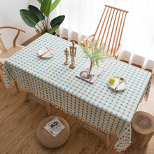 Load image into Gallery viewer, Embroidered Plaid Tassel Tablecloth Cotton Linen Linen for Rectangular Dining Table
