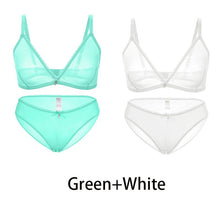 Load image into Gallery viewer, Varsbaby Sexy Ladies See-through Plus Size Bra Low Waist Panties 2Pcs
