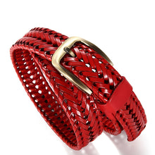 Load image into Gallery viewer, Leather Pin Buckle One Piece Dropshipping Whole Belt Woven Red Wedding Gift Pant Belt for Men and Women
