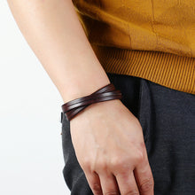 Load image into Gallery viewer, Retro Simple Two Circle Cattle Leather Bracelet Ornament Fashion Wild Punk Rock Leather Bracelet

