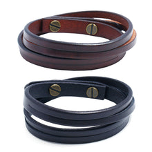 Load image into Gallery viewer, Retro Simple Two Circle Cattle Leather Bracelet Ornament Fashion Wild Punk Rock Leather Bracelet
