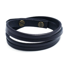 Load image into Gallery viewer, Retro Simple Two Circle Cattle Leather Bracelet Ornament Fashion Wild Punk Rock Leather Bracelet
