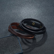 Load image into Gallery viewer, Retro Simple Two Circle Cattle Leather Bracelet Ornament Fashion Wild Punk Rock Leather Bracelet
