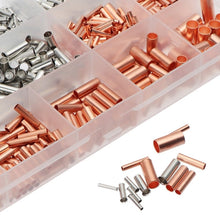 Load image into Gallery viewer, 970pcs Copper Connecting Pipe Wire Joint Small Copper Tube Terminal Cable Lug Bootlace Ferrule Kit With Heat Shrink Tube Plier
