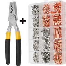 Load image into Gallery viewer, 970pcs Copper Connecting Pipe Wire Joint Small Copper Tube Terminal Cable Lug Bootlace Ferrule Kit With Heat Shrink Tube Plier
