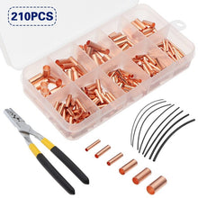 Load image into Gallery viewer, 970pcs Copper Connecting Pipe Wire Joint Small Copper Tube Terminal Cable Lug Bootlace Ferrule Kit With Heat Shrink Tube Plier
