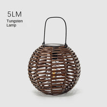 Load image into Gallery viewer, Outdoor Decoration Projection Lamp Rattan round Lantern Ambience Light Solar Garden Lamp
