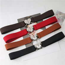 Load image into Gallery viewer, Women Elastic Belts Love Heart Metal Buckle Waist Dress Coat Sweater Decorative Waistband Accessories
