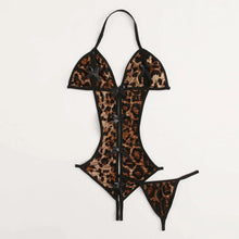 Load image into Gallery viewer, TAM Satin Silk Pajamas Leopard Print Pajamas Lingerie  Underwear Sleepwear Satin
