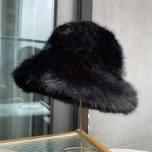 Load image into Gallery viewer, Faux Fur Bucket Hat Hot Warm pink Imitation Fur Fishermen Hats Winter hat women Personality Fishermen Hats for women Plush hat
