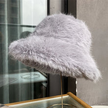 Load image into Gallery viewer, Faux Fur Bucket Hat Hot Warm pink Imitation Fur Fishermen Hats Winter hat women Personality Fishermen Hats for women Plush hat
